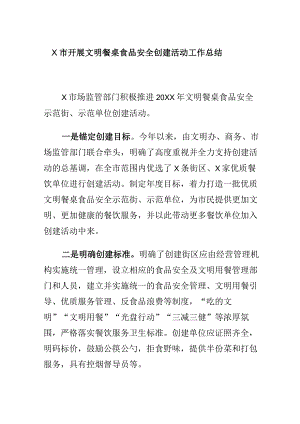 X市开展文明餐桌食品安全创建活动工作总结.docx