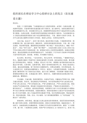 组织部长在理论学习中心组研讨会上的发言（队伍建设主题）.docx