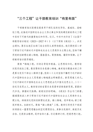 学习《全国干部教育培训规划》心得体会：“三个工程”让干部教育培训“有里有面”.docx