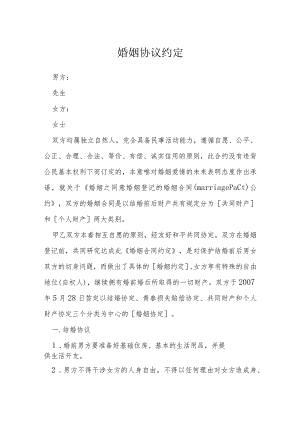 婚姻协议约定模本.docx