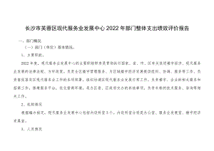 长沙市芙蓉区现代服务业发展中心2022年部门整体支出绩效评价报告.docx