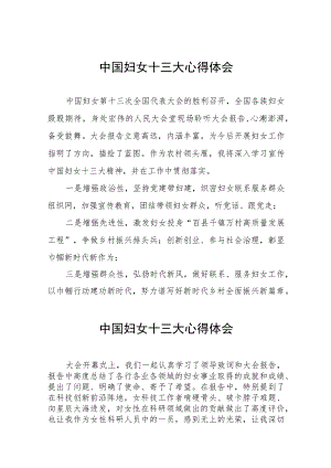 2023中国妇女十三大心得感悟十篇.docx