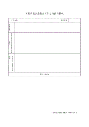 工程质量安全监督工作总结报告模板.docx