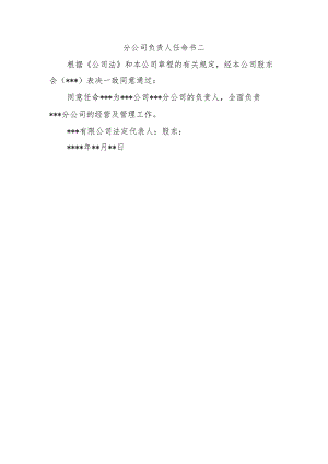 分公司负责人任命书二.docx