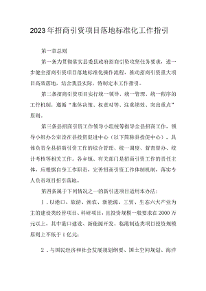 2023年招商引资项目落地标准化工作指引.docx