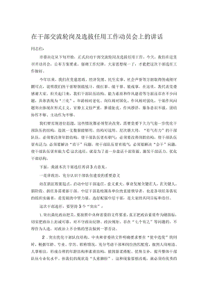 在干部交流轮岗及选拔任用工作动员会上的讲话.docx