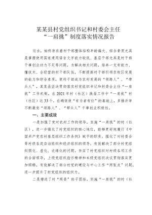 某某县村党组织书记和村委会主任“一肩挑”制度落实情况报告.docx