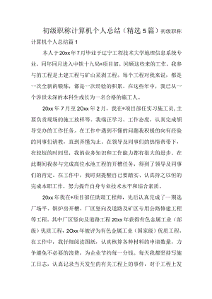 初级职称计算机个人总结（精选5篇）.docx