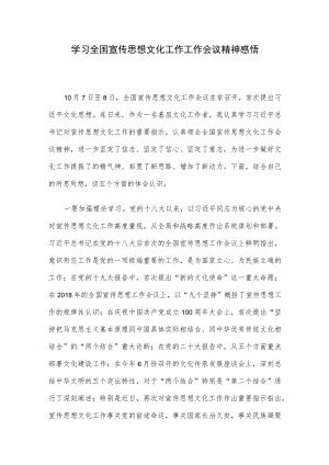 学习全国宣传思想文化工作工作会议精神感悟.docx