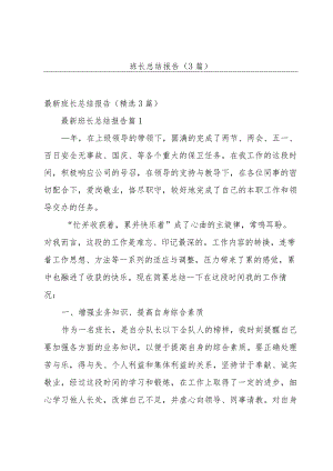 班长总结报告（3篇）.docx