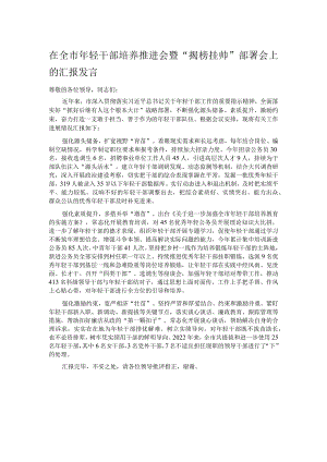 在全市年轻干部培养推进会暨“揭榜挂帅”部署会上的汇报发言.docx