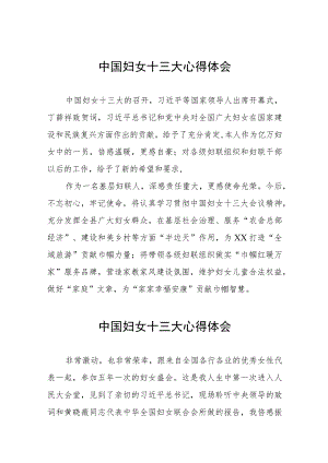 妇女工作者学习中国妇女第十三次全国代表大会精神心得体会十篇.docx