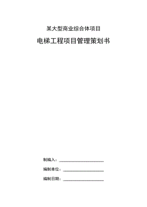某大型商业综合体项目电梯工程项目管理策划书.docx