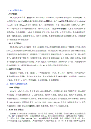 注塑常用原料的性能及加工工艺特点.docx