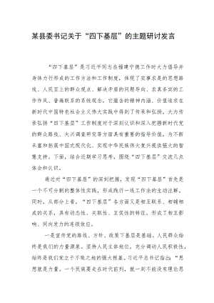 某县委书记关于“四下基层”的主题研讨发言材料 1.docx