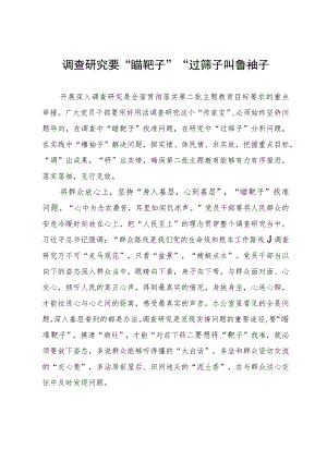 村选调生主题教育研讨材料：调查研究要“瞄靶子”“过筛子”“撸袖子.docx