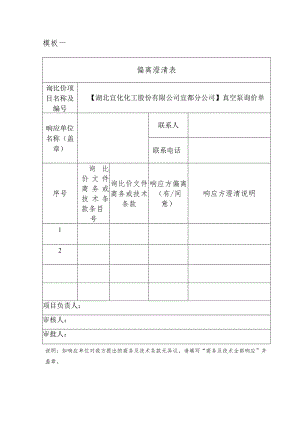 模板一偏离澄清表.docx