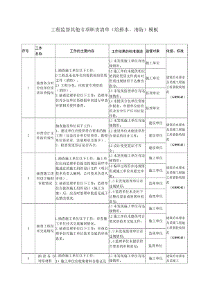 工程监督其他专项职责清单（给排水、消防）模板.docx