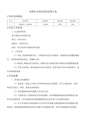 电梯作业场所现场处置方案.docx