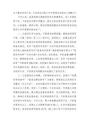 关于整治抓而不实、不抓落实问题工作开展情况的报告.docx