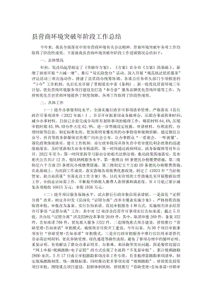 县营商环境突破年阶段工作总结.docx