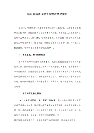 区纪委监委保密工作整改情况报告.docx