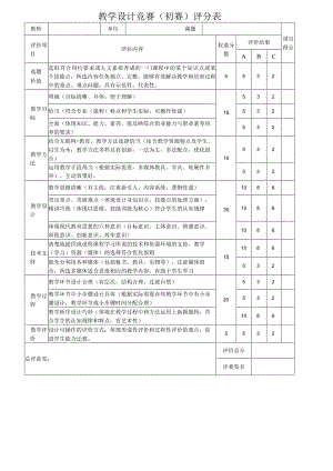 教学设计及实施竞赛--教学设计竞赛（初赛）评分表.docx