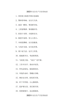 中小学2023年安全生产月活动宣传标语 （汇编5份）.docx