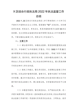 X区综合行政执法局2022年执法监督工作总结.docx