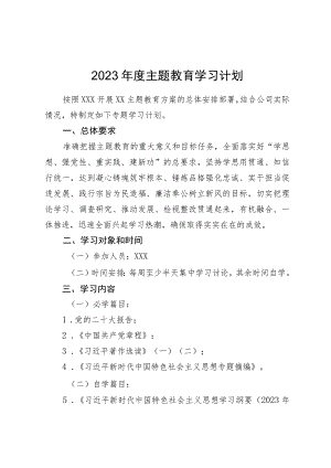 2023年度主题教育理论学习计划.docx