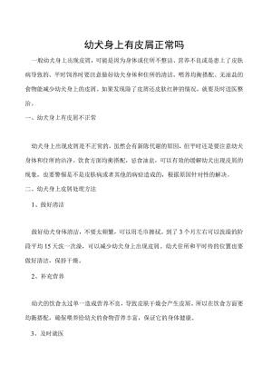 幼犬身上有皮屑正常吗.docx