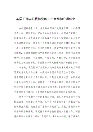 基层干部学习贯彻党的二十大精神心得体会.docx