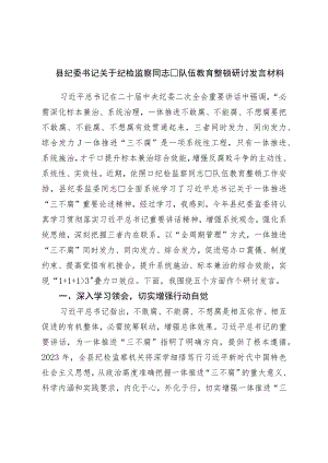 县纪委书记关于纪检监察干部队伍教育整顿研讨发言材料.docx