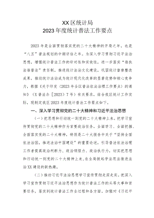 XX区统计局2023年度统计普法工作要点.docx