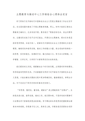 主题教育与推动中心工作相结合心得体会发言.docx