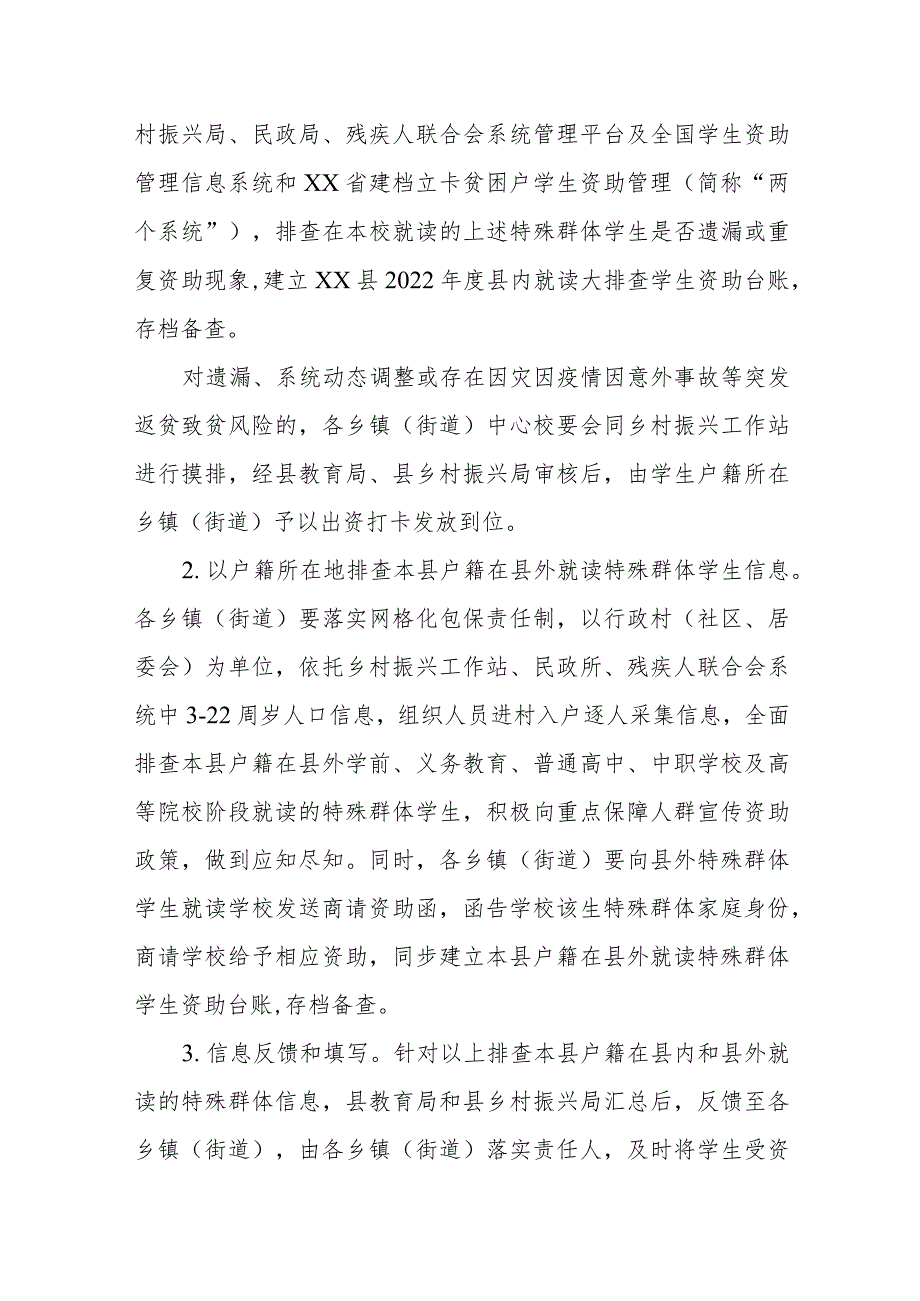 XX县防返贫监测帮扶第二轮教育资助和控辍保学大排查工作方案.docx_第2页