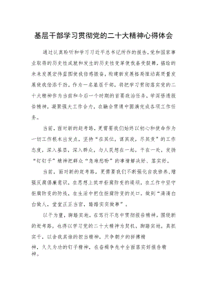基层干部学习贯彻党的二十大精神心得体会.docx