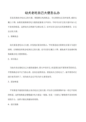 幼犬老吃自己大便怎么办.docx
