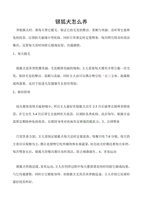 银狐犬怎么养.docx