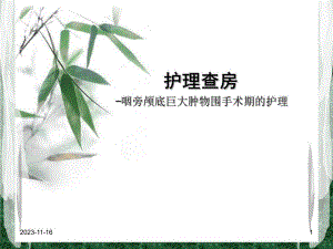 咽旁颅底巨大肿物围手术期的护理查房.ppt