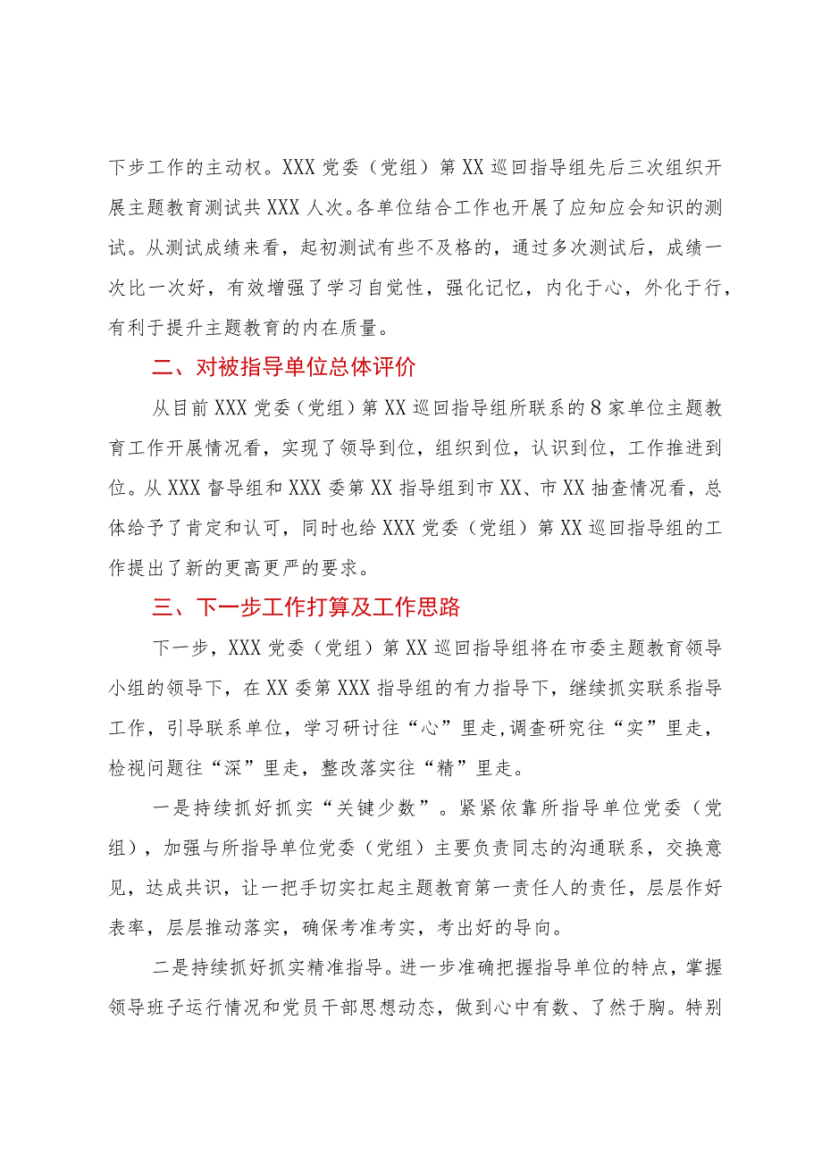 2023年主题教育巡回督导组阶段性工作报告及下步工作打算.docx_第3页
