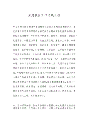 主题教育工作进展汇报.docx
