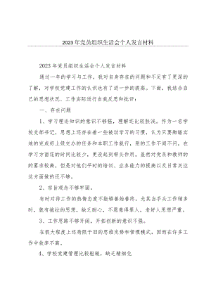 2023年党员组织生活会个人发言材料.docx