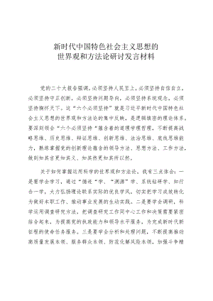 新时代中国特色社会主义思想的世界观和方法论研讨发言材料.docx