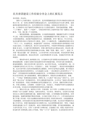 在共青团建设工作经验分享会上的汇报发言.docx