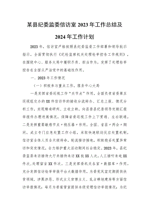 某县纪委监委信访室2023年工作总结及2024年工作计划1.docx