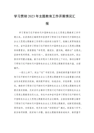 学习贯彻2023年主题教育工作开展情况汇报.docx