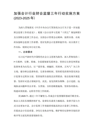 加强会计行业财会监督三年行动实施方案(2023-2025年).docx