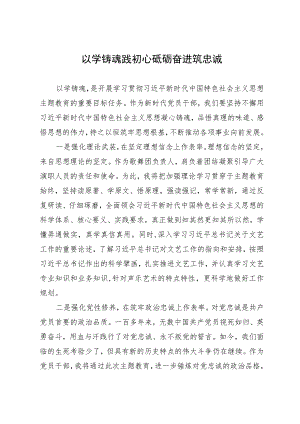 主题教育研讨发言：以学铸魂践初心 砥砺奋进筑忠诚.docx