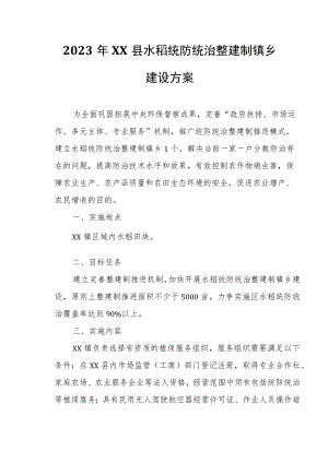 2023年XX县水稻统防统治整建制镇乡建设方案.docx